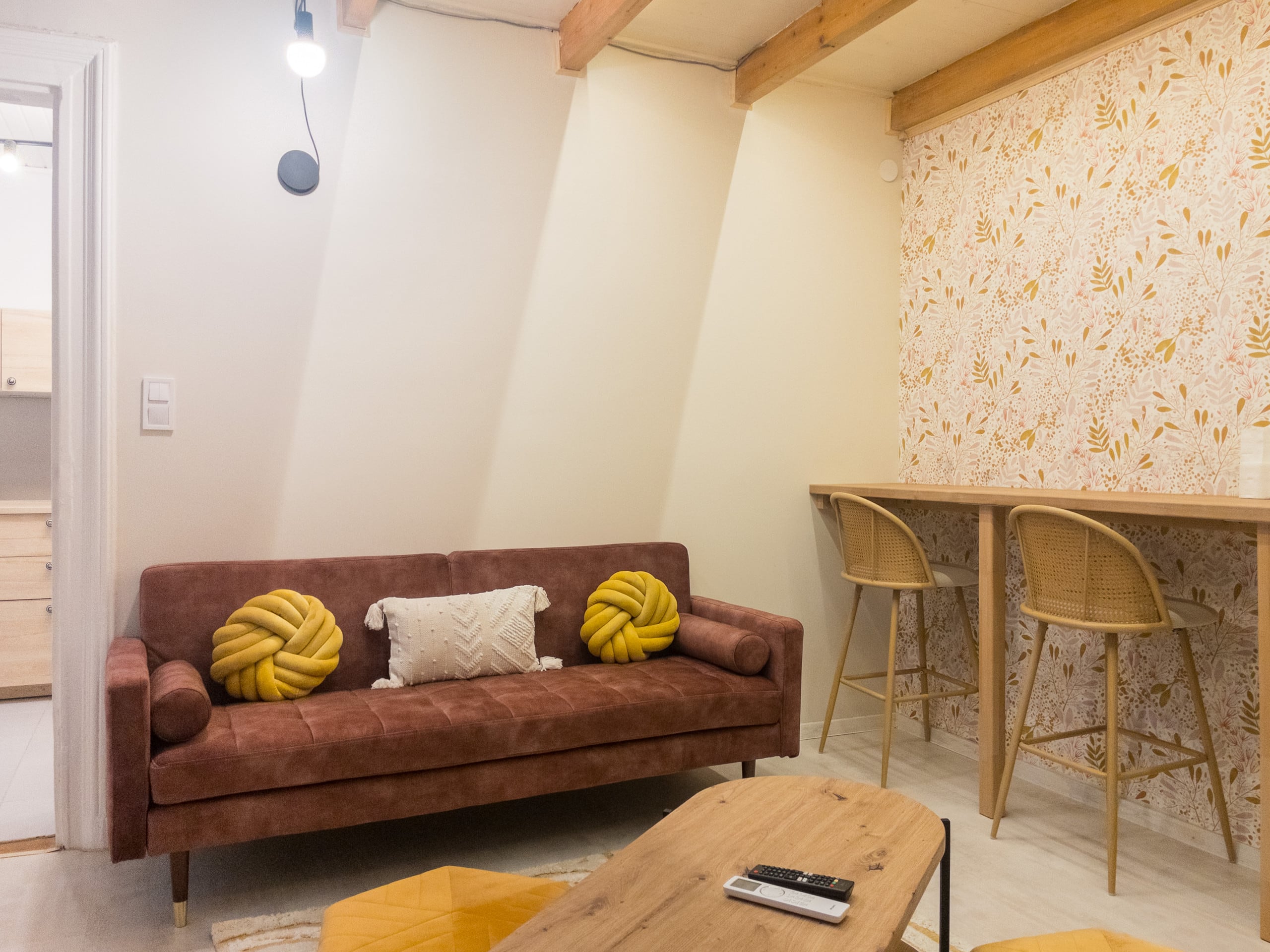 Living room seating at Budapest Csarnok Loft